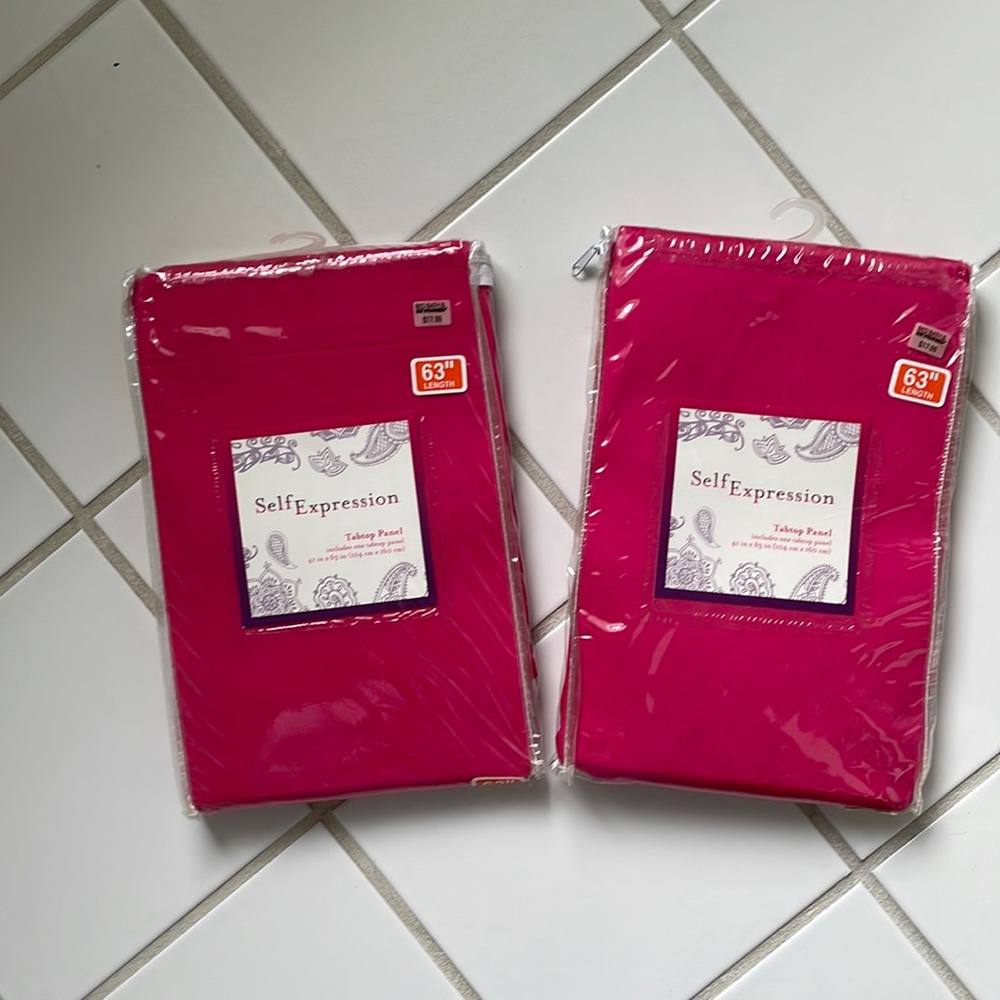 Hot pink curtain panels. 63”. NEW!  NWT